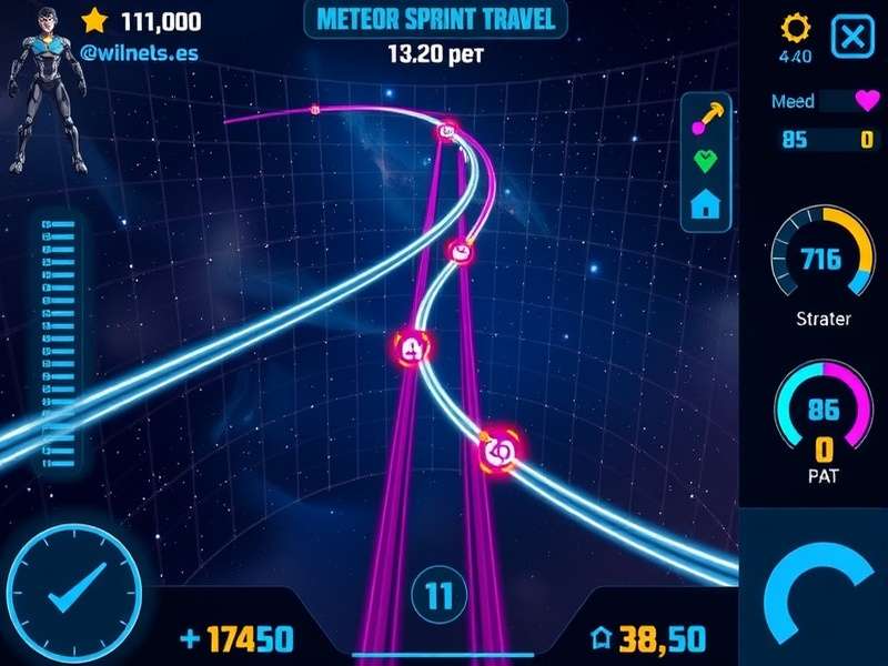 Meteor Sprint Marvel gameplay screenshot showing cosmic racing tracks